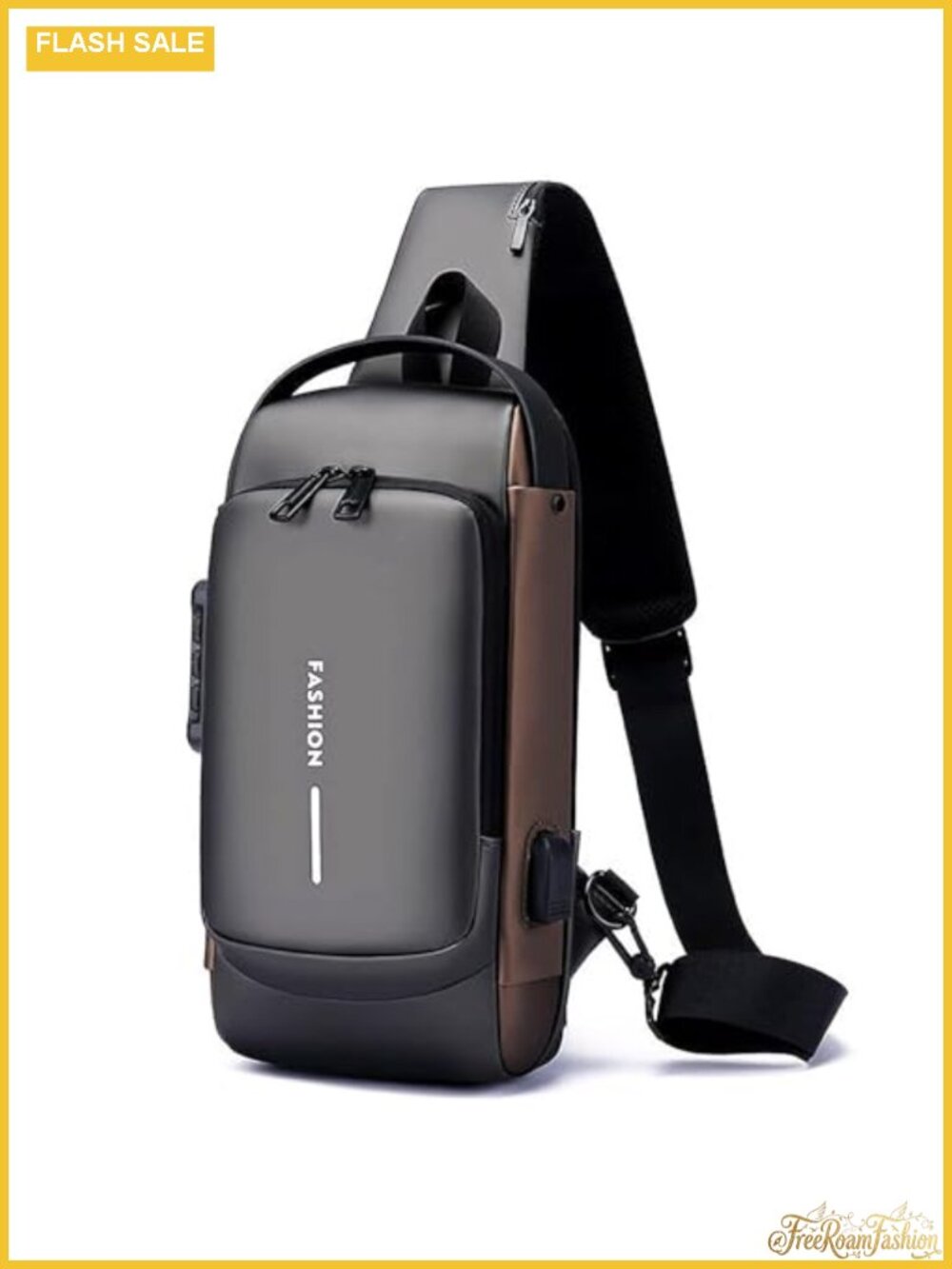 Anti-Theft Sling Bag with USB Port Water-Resistant Crossbody Backpack Travel